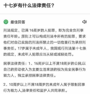 17岁能负法律责任吗 
